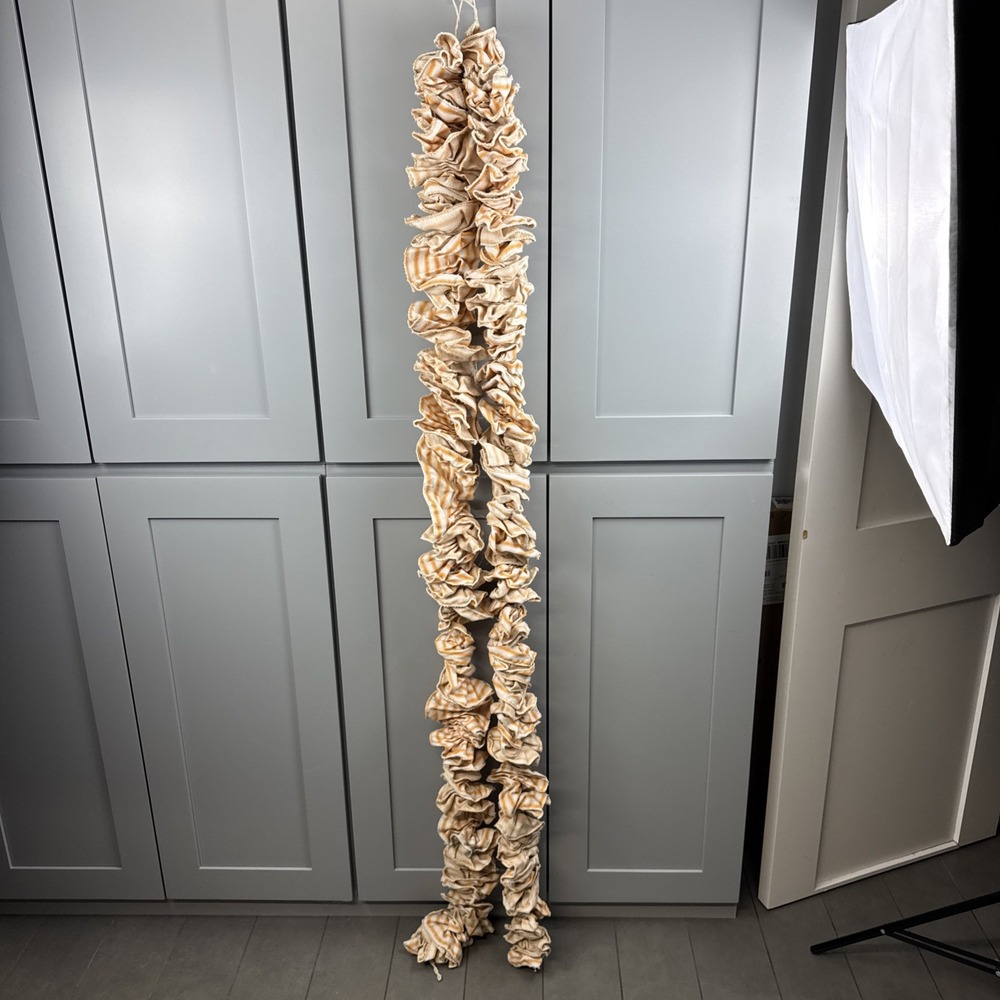 Fall & Thanksgiving Garland Decor Orange White Burlap NWT 72x4"‎ Set Of 2
